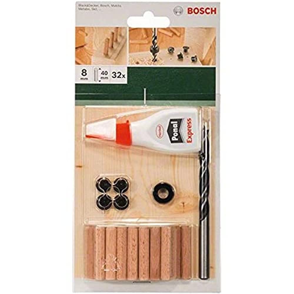 Bosch 2609255306 40mm Dowel Set with Diameter 8mm (32 Pieces 