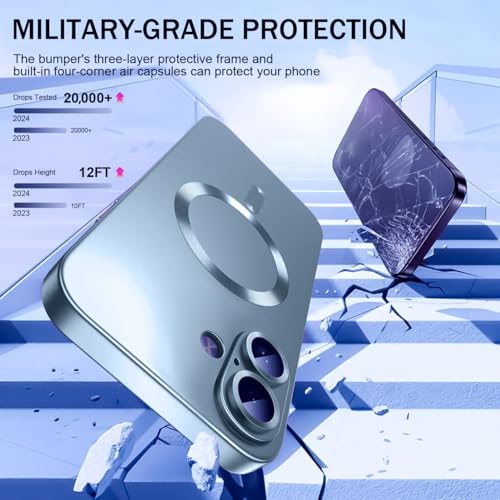 Image of DIZORO Magnetic Case for iPhone 16 Case [Compatible with MagSafe][Built-in Camera Lens Protector] Slim Soft Silicone Bumper Shockproof Metallic Luster Back Cover Phone Case (Pine Green.)