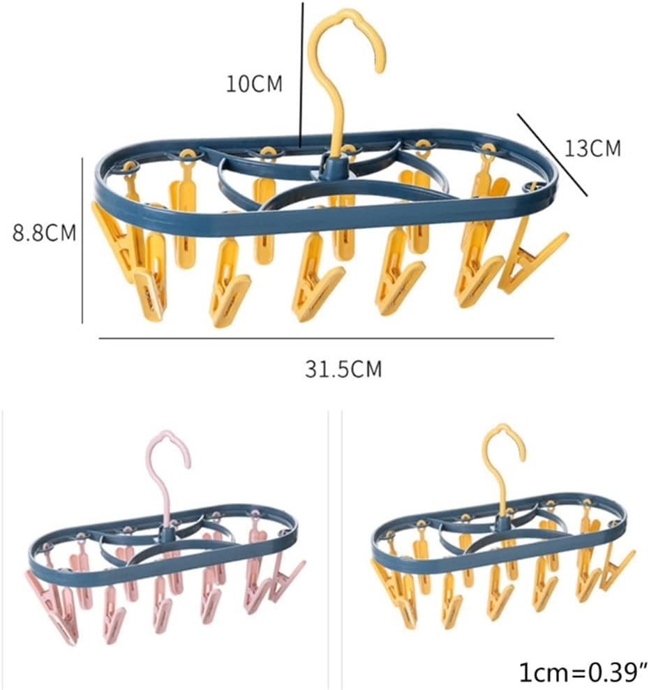 JSEIAJB 12 Clip Clothes Hanger Dryer Multi-Functional Drying Rack Underwear Socks Towels Cloth Pants(D)