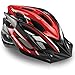 Basecamp Specialized Bike Helmet with Safety Light,Adjustable Cycling Helmet Bicycle Helmet with Removable Visor+Portable Backpack for Road&Mountain Men&Women,Youth Protection(BlackWhiteRed-BigLight)