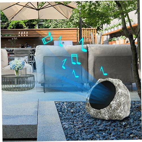 MOUNTTU Outdoor Rock Speakers 9x7x7'' Waterproof Solar-Powered/USB Wireless Outdoor Speakers Rechargeable for Garden Patios Villas Parks Camping Wireless Subwoofer - Image 5