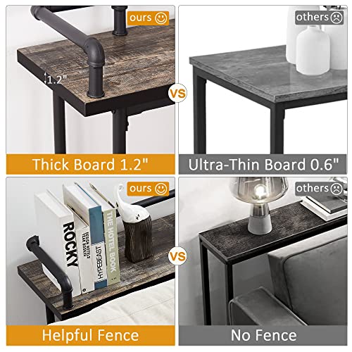 Vecelo 55 Inch Console/Sofa Table With Charging Station&Power Outlet, Narrow Industrial Behind Couch, For Entryway, Hallway, Living Room, Foyer, 55Inches, Grey Oak #TOP5