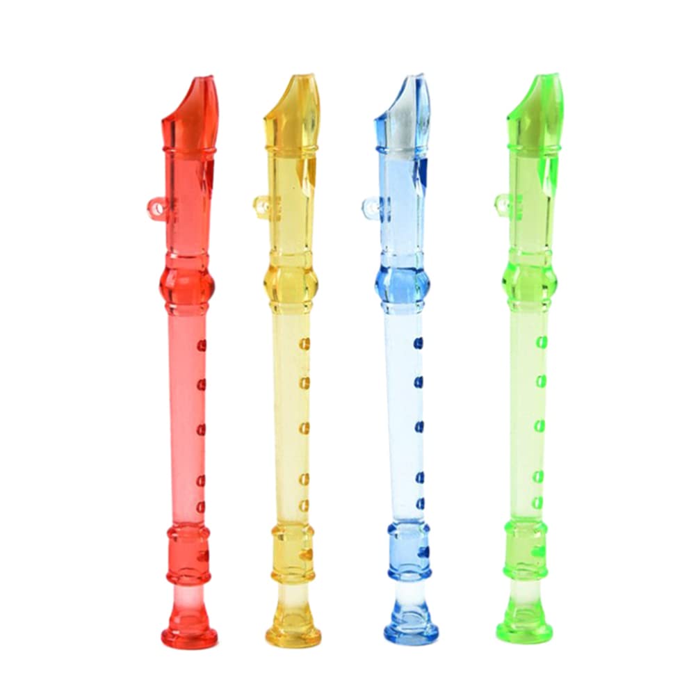 Toyvian 12pcs Translucent Soprano Recorder Kids Musical Instruments Plastic Kids Trumpet Mini Kids Flute 6 Hole Soprano Descant Recorder Music Flute for School Student, Random Color Flute for Kids