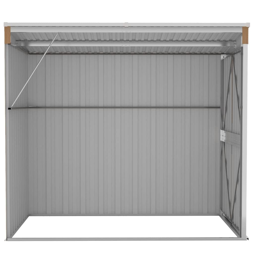 IKAYAA Capanno da Giardino a Parete Capanno per Attrezzi da Giardino in Metallo Capanno per Stoccaggio Esterno Casetta da Giardino Acciaio-Marrone-118 x 194 x 178 cm