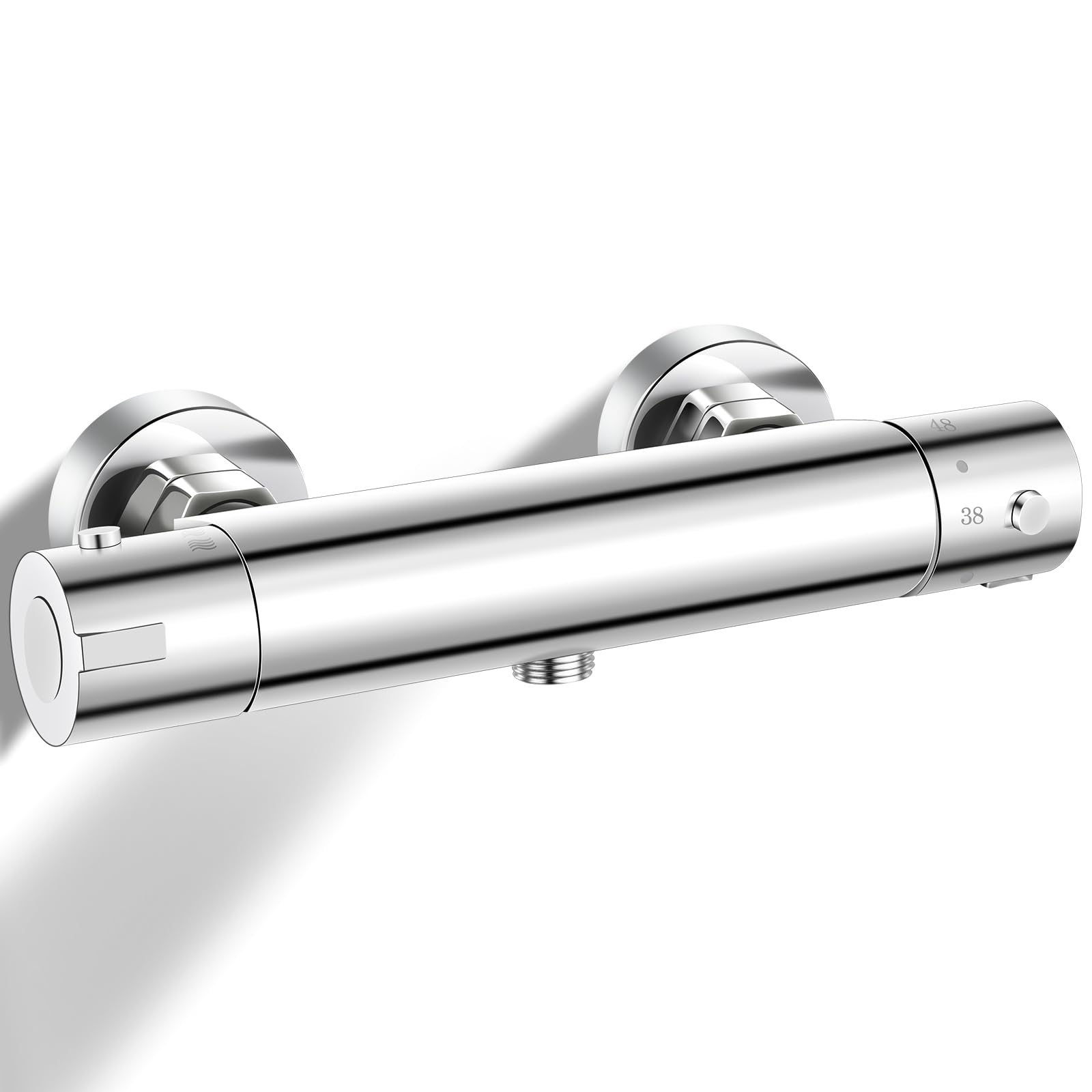 Duscharmatur mit Thermostat, Mischbatterie Dusche für Aufputz mit 38°C Sicherheitssperre, Duschthermostat aus Messing, für hohen Wasserdruck & Standard-Brauseschläuche