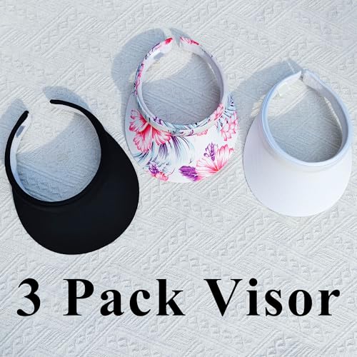 Image of 3 Pack Sports Sun Visor Hat Women Men Adjustable Clip On Visors Outdoor Golf Beach Cap