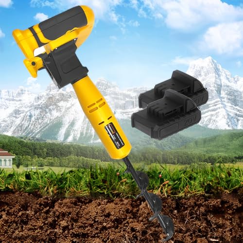 Cordless Auger Post Hole Digger - Electric Garden Drill Bit for Fences, 30x8cm Spiral Design, Includes 2 x 2AH Batteries, Essential Gardening Tool