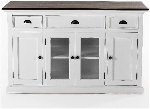 NovaSolo Buffet with 4 Doors 3 Drawers Halifax Solid Wood in White and Brown