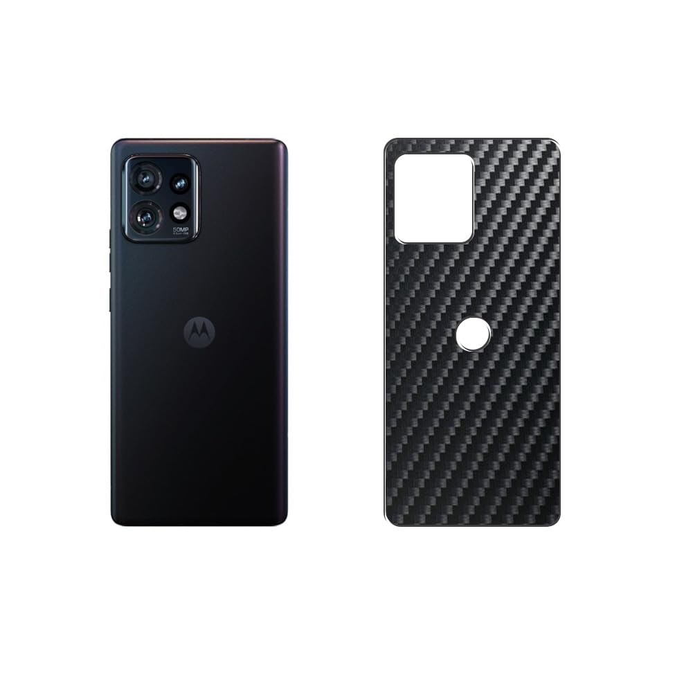 Puccy 2 Pack Back Protector Film, compatible with motorola moto edge plus 2023 Black Carbon Fiber Guard Cover Skin （ Not Tempered Glass Front Screen