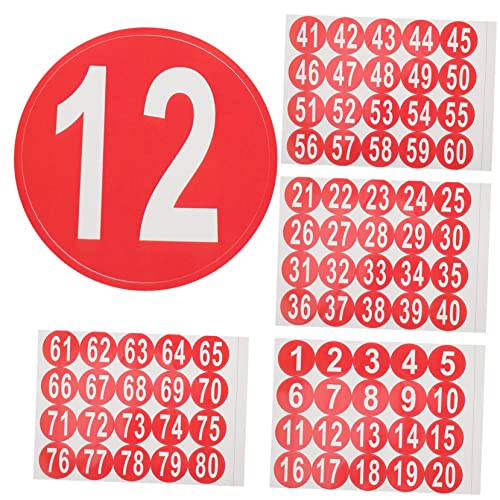 VILLCASE 4blätter Bogen Nummerierte Aufkleber Klassifizierungsaufkleber Für Büro Klassenzimmer Und Lagerung Selbstklebende Runde Zahlenetiketten Für Einfache Organisation