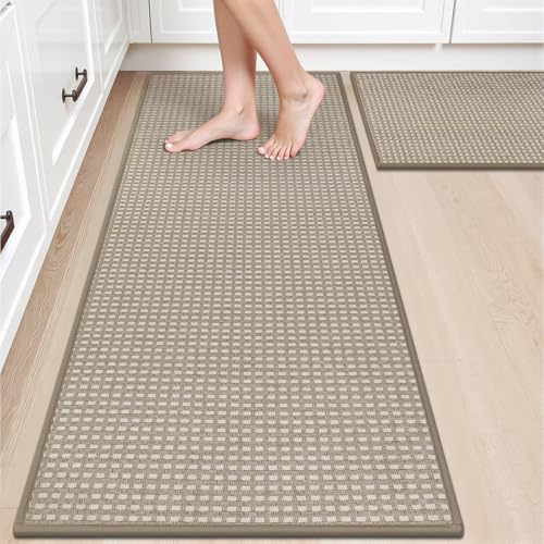 HEBE Kitchen Rugs Sets of 2 Non Slip Washable, Cushioned