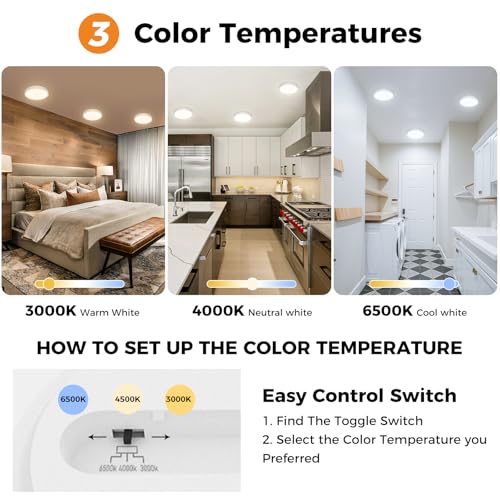 slochi Deckenlampe LED Deckenleuchte Flach, 3Farben - 3000K/4000K/6500K, IP44 Wasserfest Rund Badlampe Decke, 1500LM Modern LED Lampen für küche Badezimmer Schlafzimmer Flur Wohnzimmer, Ø18CM 2