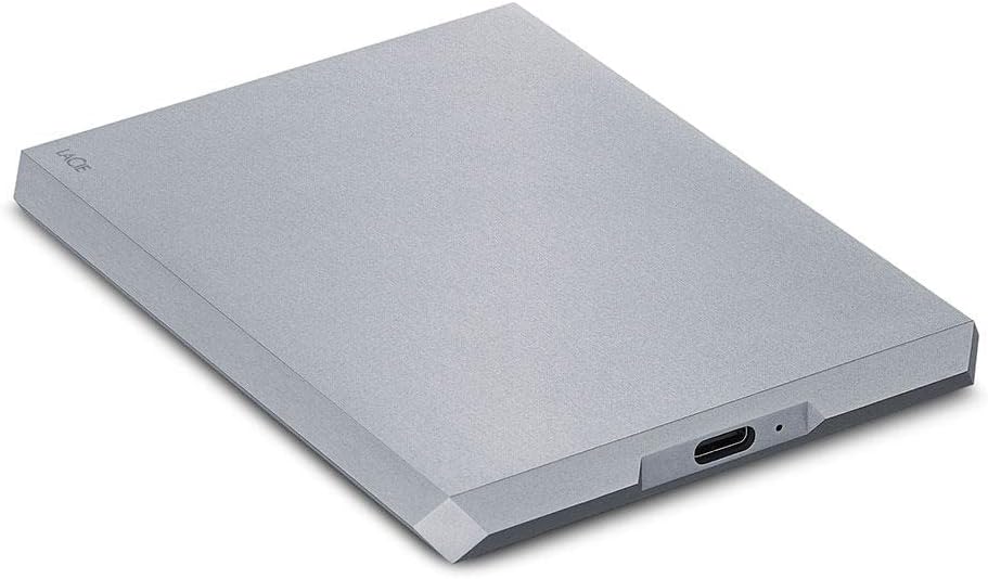 LaCie Mobile Drive 2TB External Hard Drive HDD – Moon Silver USB-C USB 3.0, 3.1 for Mac and PC Computer Desktop Workstation Laptop (STHG2000400)
