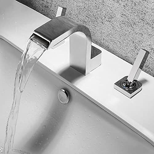 Robinet de lavabo à 3 trous anti-éclaboussure mitigeur cascade laiton durable