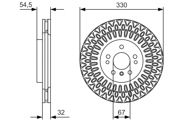 Bosch BD1634 Dischi freno, Certificato ECE-R90, 1 set di 2 dischi