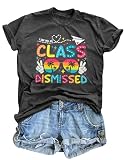 Last Day of School Teacher Shirt: Women Last Day of School Shirts Happy Graduation T Shirt Casual Short Sleeve Tops