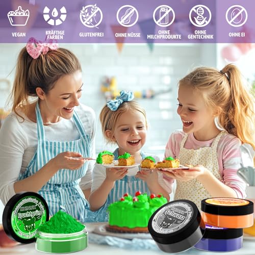 Lebensmittelfarbe Pulver - 10 Lebensmittelfarben Set, Konzentriertes Pulver Food Colouring, Lebensmittel Lebensmittelfarbstoff zum Dekorieren von Kuchen, Zuckerguss, Backen - 5g