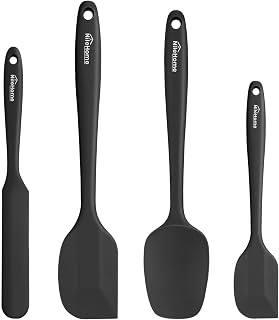 Silicone Spatula Set, Rubber Spatula High Heat-Resistant Premium BPA-Free One Piece Seamless Design Cooking Spatulas Utensils Set For Kitchen 4pack(Black)