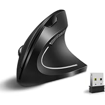 Vassink Ergonomik fare,  arj edilebilir kablosuz fare, 2,4 GHz  arj edilebilir, kablosuz dikey optik fare, USB al c l , 6 d meli, 800/1200/1600 DPI, diz st  bilgisayar, bilgisayar, bilgisayar i in,