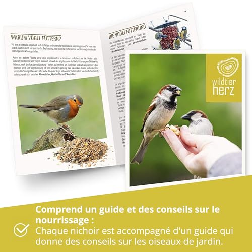 Wildtier Herz | Mangeoire Oiseaux Exterieur en Bois - Maison Oiseaux, Distributeur Suspendu Imperméable D’extérieur - Mangeoire pour Oiseaux Sauvages Toutes Saisons. – Image 6