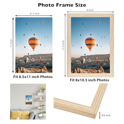 Image of JCJMY 8.5x11 inch Picture Frame for Certificate Poster and Photo, Horizontal and Vertical Formats for Wall Hanging or Tabletop, 8.5x11 Frame with Shatter Resistant Plexiglass, Natural