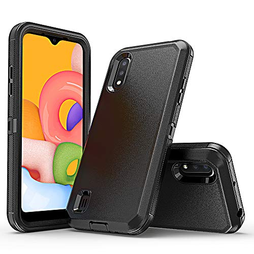Tashhar Phone Case For Samsung Galaxy A01 Phone, Heavy Duty Hard Shockproof Armor Protector Case Cover With Belt Clip Holster For Samsung A01 Phone Case (Black) #TOP4