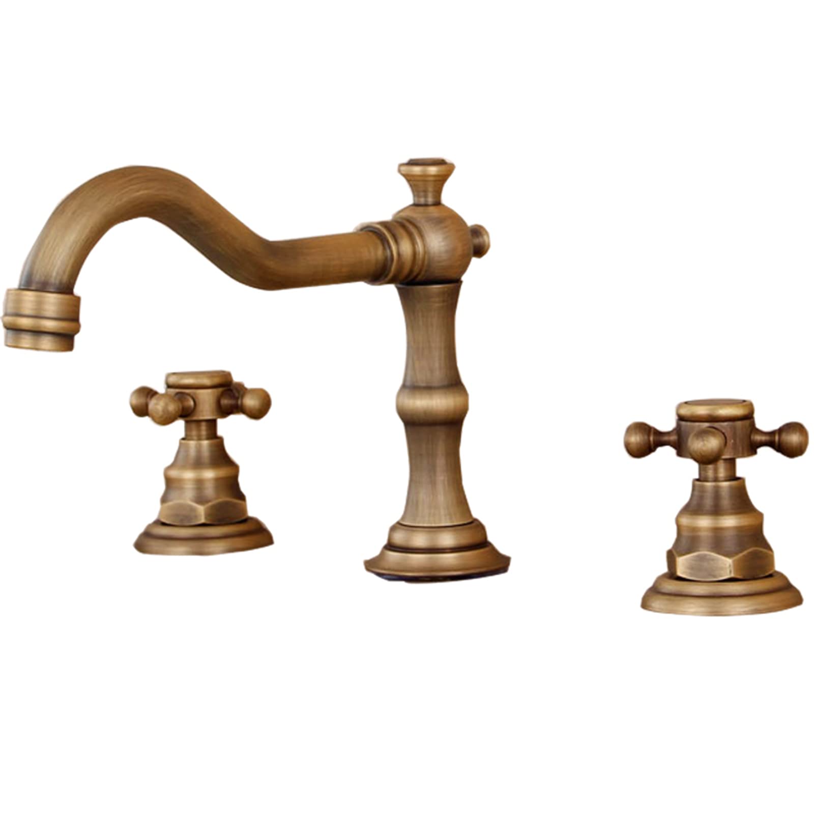 VDOQTLJT 3 Hole Taps for Bathroom Basin Brass Antique Split Double Handle Sink Faucet-D(D)