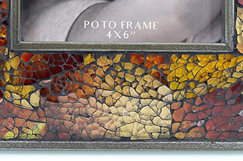 Lushaccents Photo Picture Frame - 4" X 6", Mosaic Glass Premium Frame For Wall And Tabletop Display #TOP5