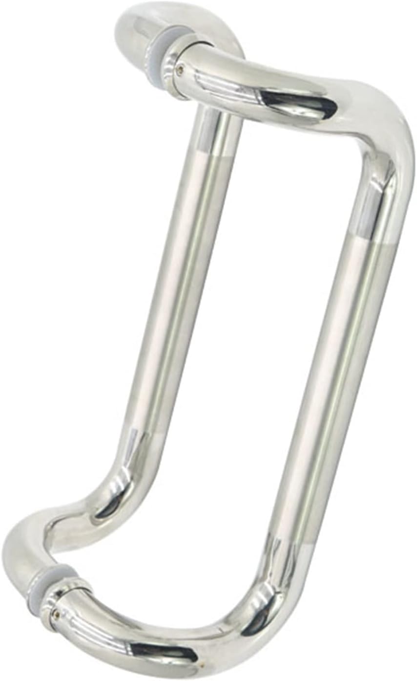 Glass Door Handles Round Pipe, Home Office Studio Bath Handle Pull Set, Push Pull Door Handle for Single Door Interior Exterior Grey/Silver/Black (Color : Silver, Size : 43.2cm/17"