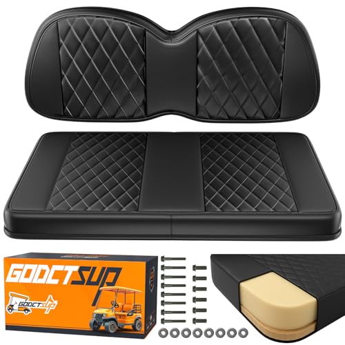 GODCTSUP Upgrade Golf Cart Front Seat Replacement Cushion Assembly Kit for Club Car Precedent 2012-Up, Club Car Seat Cushions- Premium Sponge Soft Seat Cushion and Backrest Set (Without Armrest)