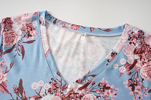 Image of Vozanet Women's V Neck Sexy Pajamas Capri Sets Mexican Style Floral Sleepwear 2PCS Totem Casual Nighty Plus Size M to 5XL
