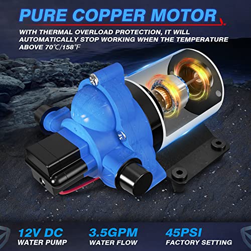 Mictuning 12V Rv Water Pump, 3.5Gpm 45Psi On Demand Self-Priming Fresh Water Pressure Pump With Pressure Switch For Rv Camper Garden Sprinkler Faucet #TOP1