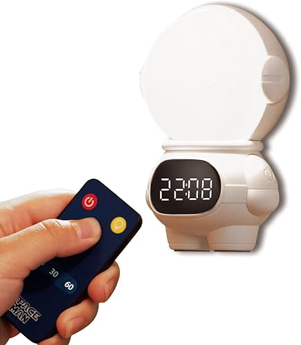 Yenergy Luz nocturna creativa de astronauta - Reloj de luz nocturna 2 en 1 para decoración de habitación lámpara de astronauta recargable con