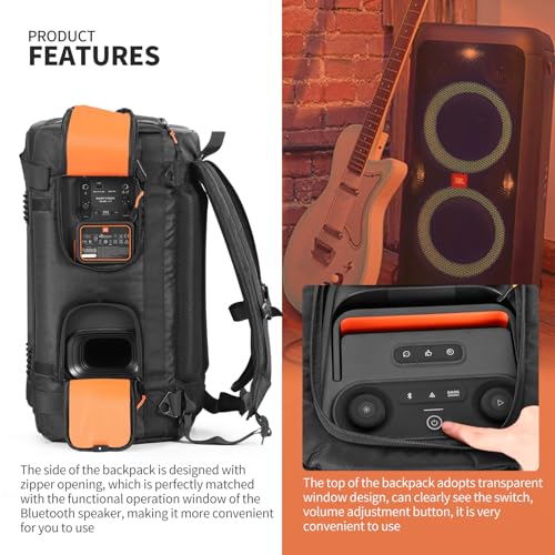 OUKNAK Speaker Bag Travel Case Replacement for JBL Party Box Series, Portable Speaker Carry Tote Bag Backpack for for JBL Speaker (For JBL partybox 120 black) - Thumbnail 3