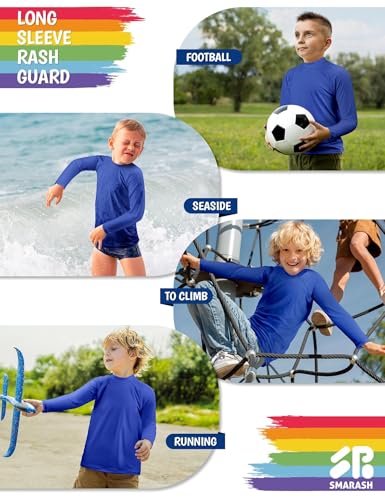 Image of Boys Rash Guard Swim Shirts Long Sleeve UPF 50+ Swimwear Toddler Kids Sun Protection SPF Water Surfing Swimming Shirts 0-16Y