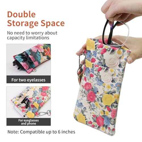 Image of Double Eyeglass Case Soft Dual Glasses Case for Women Men Travel Squeeze Top Sunglasses Cases Eyeglasses Pouch