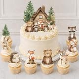 25 Stück Waldtiere Kuchendekoration Tortendeko Waldtiere Kuchen Tortendekoration für Geburtstag Kindergeburtstag Party Cake Topper