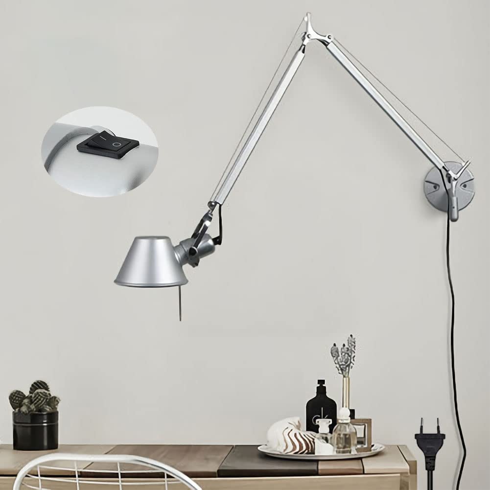 Wandleuchte Innen Vintage Mit Schalter Wandlampe Industrial Design Schwenkarm Langer Arm Wandbeleuchtung Retro Mit Stecker Und Kabel Verstellbar Wand Leselampen Schlafzimmer Nachttischlampe E27