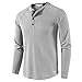 Men's Waffle Long Sleeve Shirt Fashion Casual Henley Basic Tee Shirt Lightweight Classic Three Button Pullover Top (Small,Light Grey)