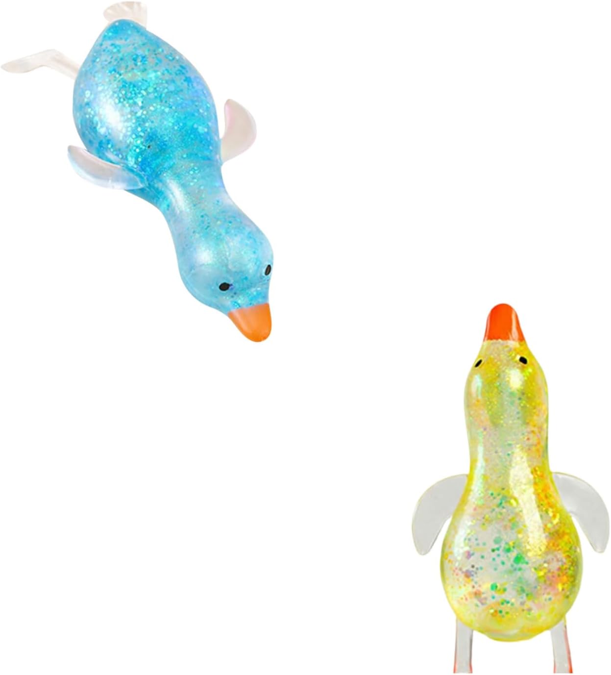 Cute Glitter Duck Sugar Stress Ball,Soft Stretchy Stress Relief Sugar Ball Animal Squeeze Relaxing Sensory Fidget Stress for Anxiety Relief Sensory Toys Party 01Sky Blue