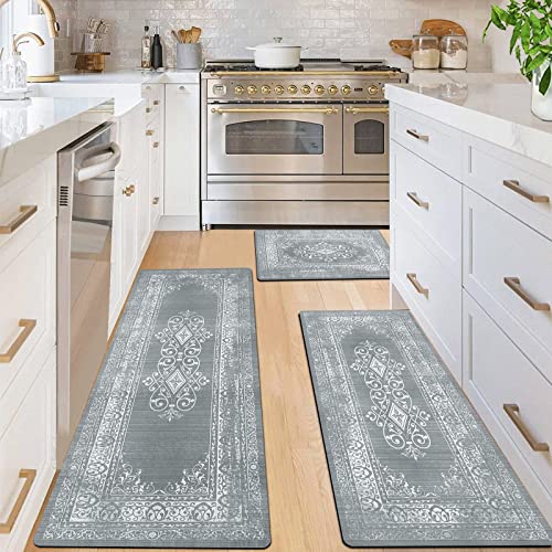 Hebe Boho Kitchen Rugs Sets Of 3 Non Slip Rubber Kitchen Mats For Floor Waterproof Kitchen Rugs And Mats Farmhouse Kitchen Area Rug Floor Carpet Runner Rugs For Hallway Laundry Room #TOP1