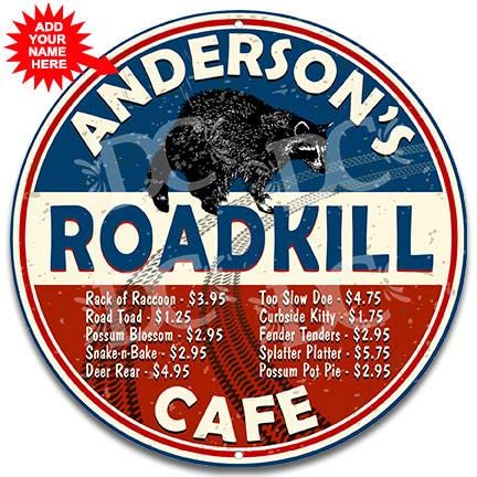 Decorative Concepts Roadkill Diner Restaurant Personalized Large 24" Metal Wall Sign #TOP1