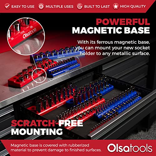 image for Olsa Tools Magnetic Socket Organizers | 3 Piece Set Socket Holder Kit 