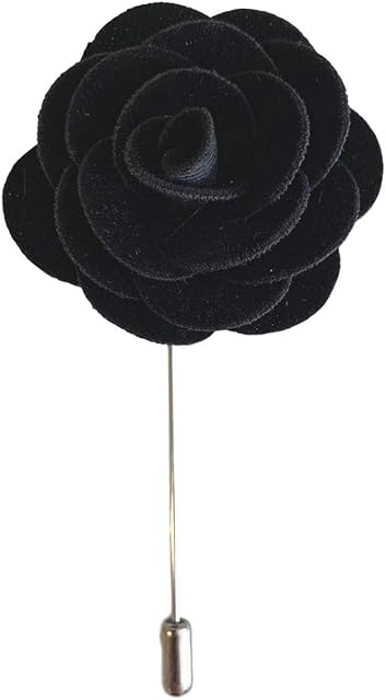 Black Velvet Handmade Flower/Rose Lapel Pin, Blazer, Jacket, Buttonhole, Corsage, Boutonniere,