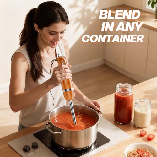 Image of Turelar Immersion Blender Handheld, Corded Electric Blenders Portable Stick Mixer with 2 Mixing Speed and Stainless Steel Blades Emulsifier for Effortless Blending Soup, Smoothies, Puree or Baby Food