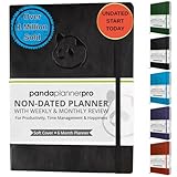 Panda Planner Pro A4 Daily Planner 2026 – 6 Month Large 8.5x11 Undated Academic & Productivity Planner with Daily, Weekly & Monthly Calendar, Work Planner, Goal Tracker, Habit Tracker & Personal Development Organizer – Black