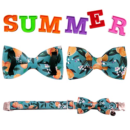 UP URARA PUP Dog Collar with Bow Tie, Durable Comfortable Cotton Dog Bowtie Collar with Metal Buckle for Medium Dog Girl Boy, Summer Cute Dog Collar, M - Thumbnail 5