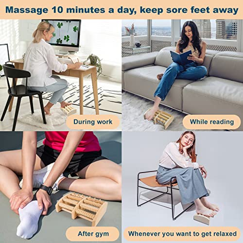 Anzhixiu Foot Massager For Plantar Fasciitis Relief - Foot Roller For Foot Pain, Neuropathy, Heel Spur Pain, Stress Relief, Reflexology Tool - Wooden #TOP3