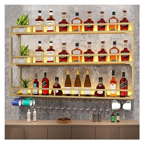 Armoire à vin suspendue dorée LED : sublimez vos murs ternes - 2