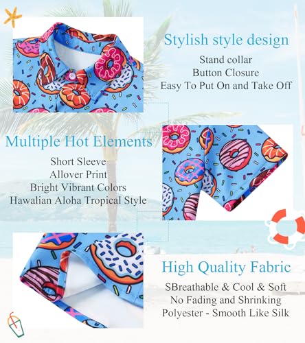 Image of uideazone Boys Hawaiian Shirts Novelty Printed Funky Short Sleeve Button Down Shirt Kids Aloha Luau Shirt 7-14T